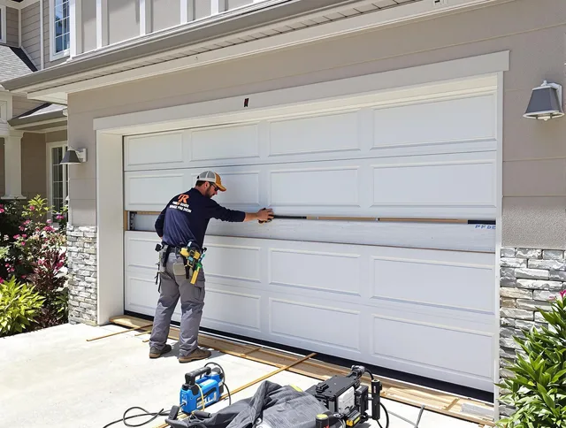 Sunrise Garage Door Repair team performing complete garage door replacement at Sunrise residence