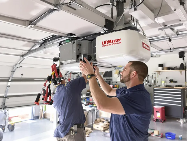 Sunrise Garage Door Repair technician performing advanced diagnostics on garage opener in Sunrise
